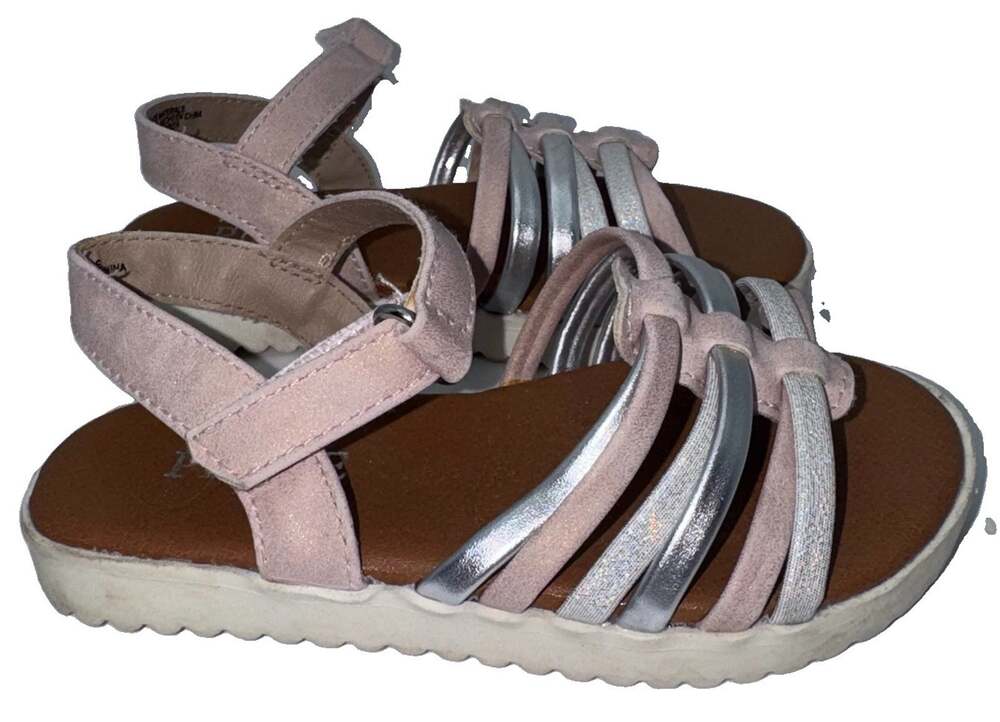 The Children’s Place Girls Pink Silver Strappy Sandals Size 7 Toddler